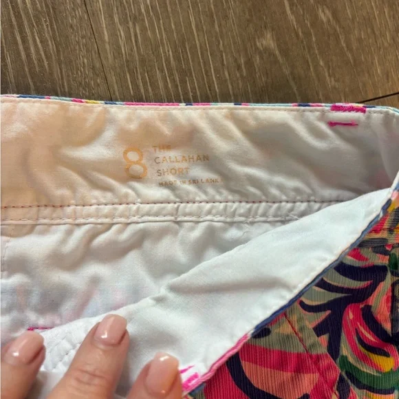 Lilly Pulitzer Pink, Blue & Green Swirl Print Jean Shorts - Picture 2 of 3